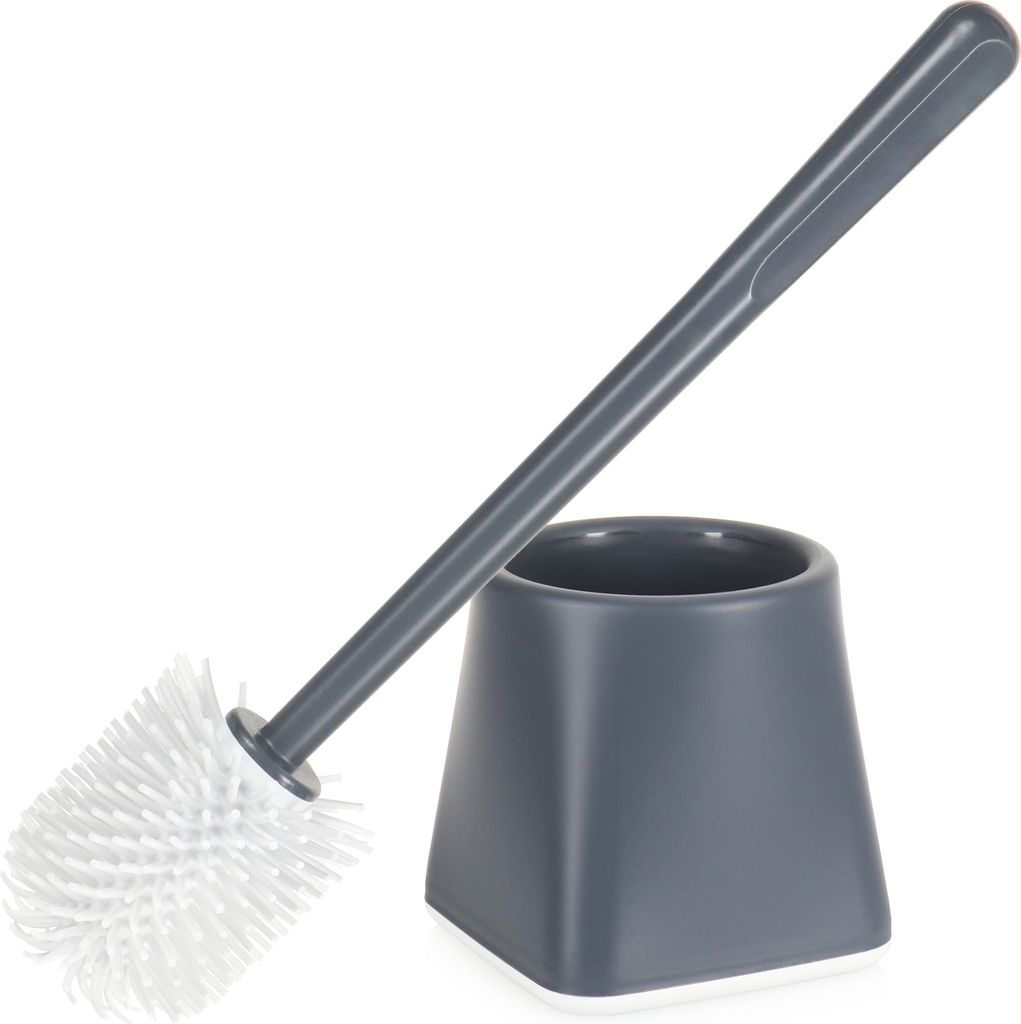 com-four WC-Bürste mit Halter - Toiletten-Bürste mit hygienischen Silikon-Borsten und Ständer - Kunststoff Klo-Reinigungsbürste für Bad und ...