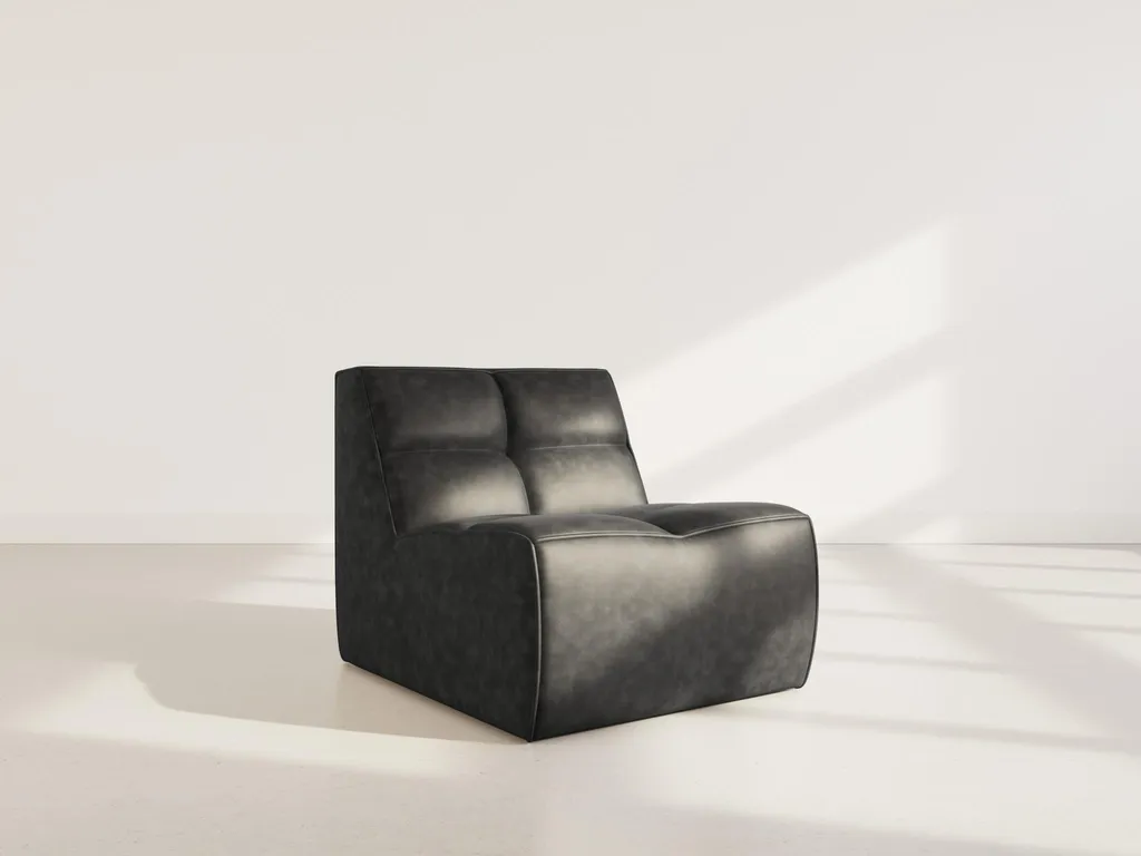 Lisa Design Alya - Module d'Assise en Simili Noir pour Canapé Modulable