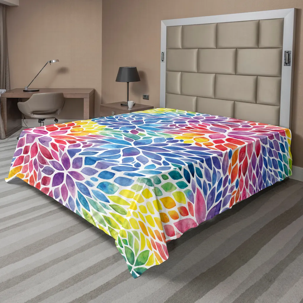 Drap de dessus doux style aquarelle pour lit deux personnes 275x260