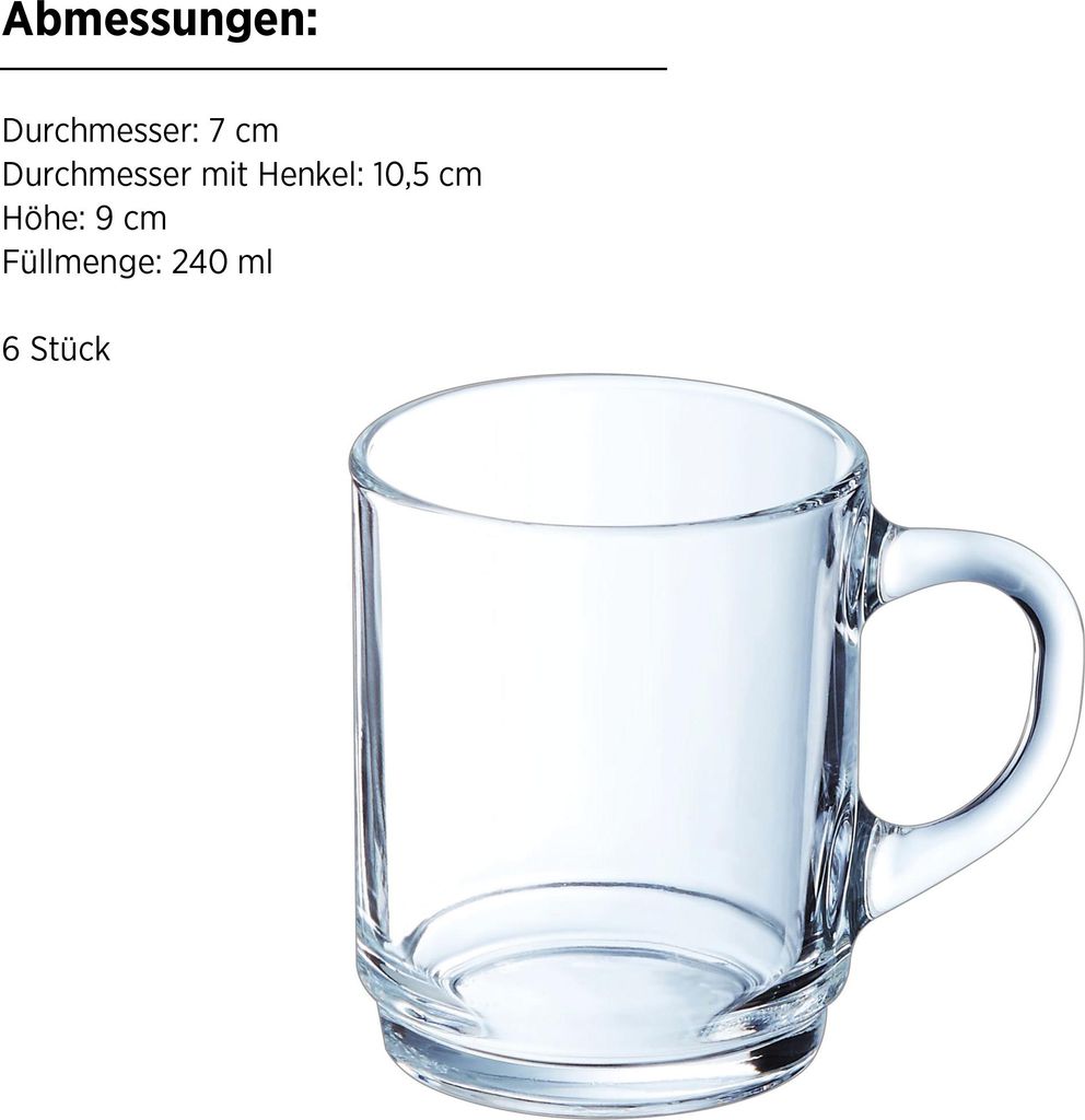 Luminarc Gläser 6er Set 240 ml hitzebeständig für Tee, Produktbild 