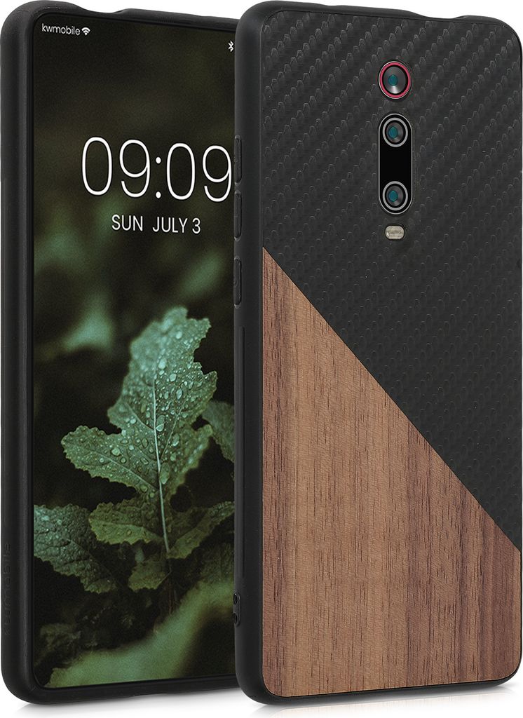 kwmobile Hülle kompatibel mit Xiaomi Mi 9T (Pro) / Redmi K20 (Pro) - Handyhülle Cover - Holz Zwei Farben Schwarz Dunkelbraun