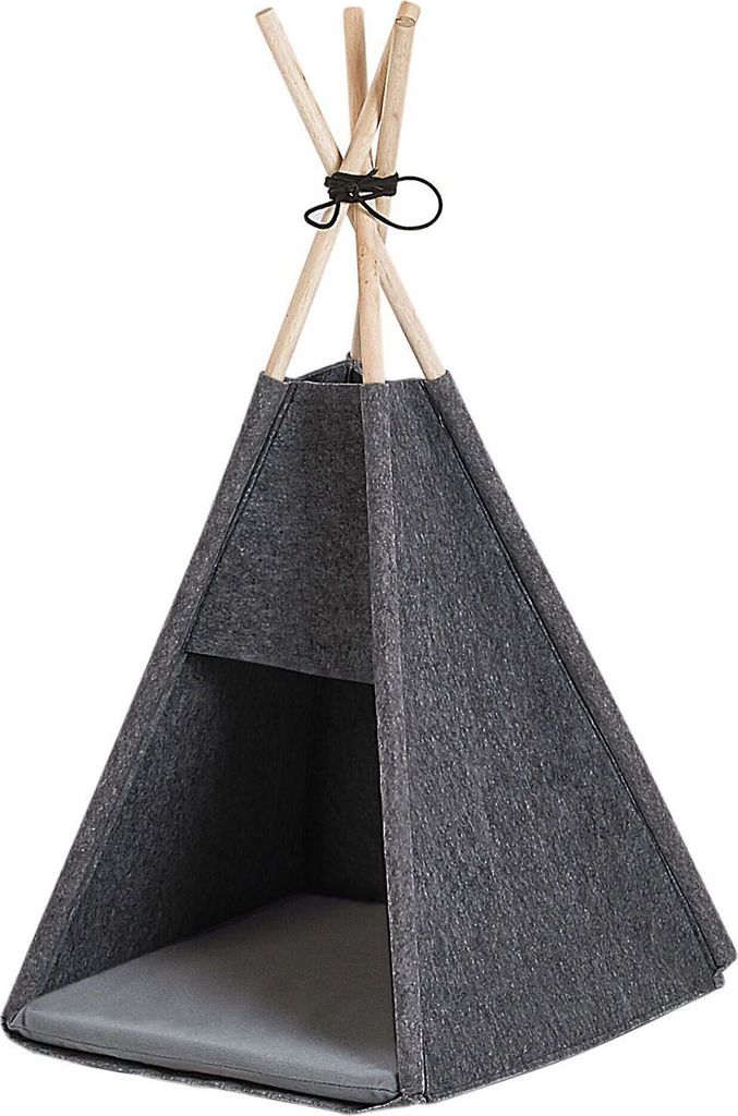 BELIANI Tierbett Dunkelgrau Filz 35x40 cm Tierkorb Tipi-Zelt für kleine Hunde, sowie Katzen
