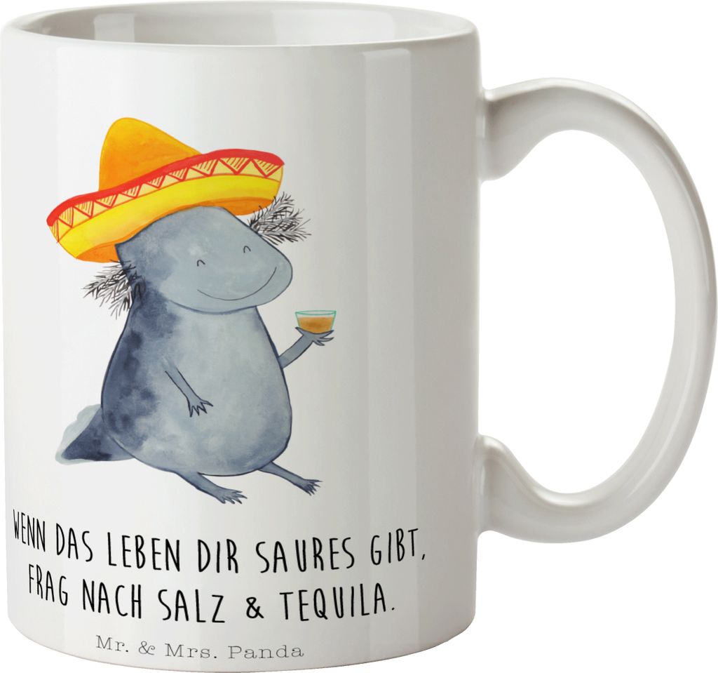 Mr. & Mrs. Panda Tasse Axolotl Tequila - Weiß - Geschenk, trinken, Urlaub, Kaffeebecher, Kaffeetasse, Teetasse, Party, Trinkbecher, keramik, Mexik...