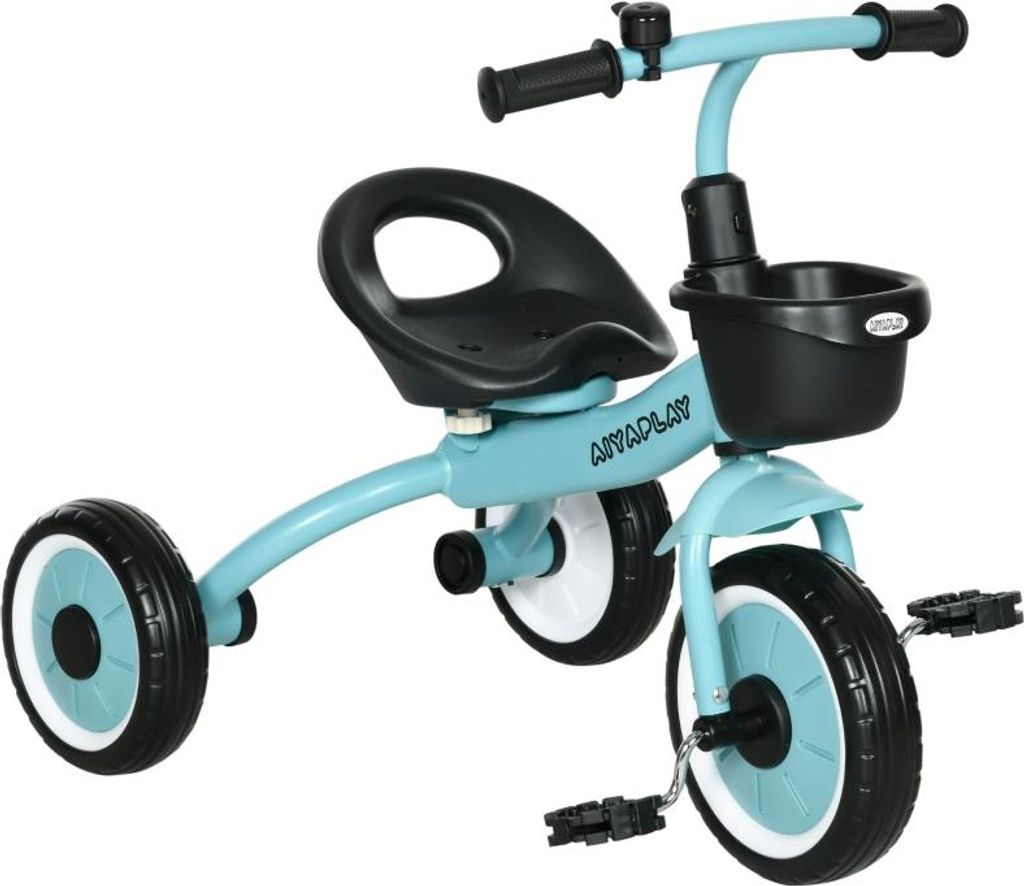 Fortuna Lai Dreirad für Kinder 2-5 Jahre, höhenverstellbarer Sitz, Klingel, Fahrradkorb, Metallrahmen, blau