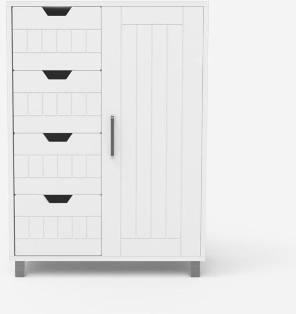 Cassettiera con 4 cassetti e 2 ripiani per il bagno o la Immagine del prodotto 