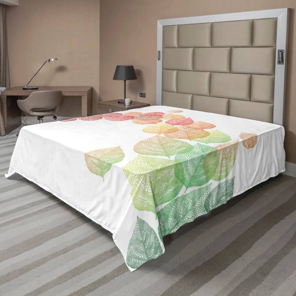 Drap de dessus doux motif automnal décoratif pour grand lit 266 x 260 cm