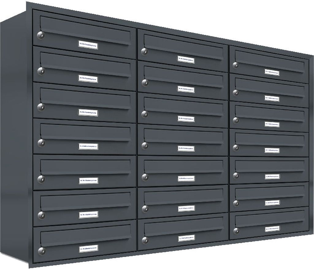 21er Briefkasten Anlage Unterputz Montage RAL 7016 Anthrazit