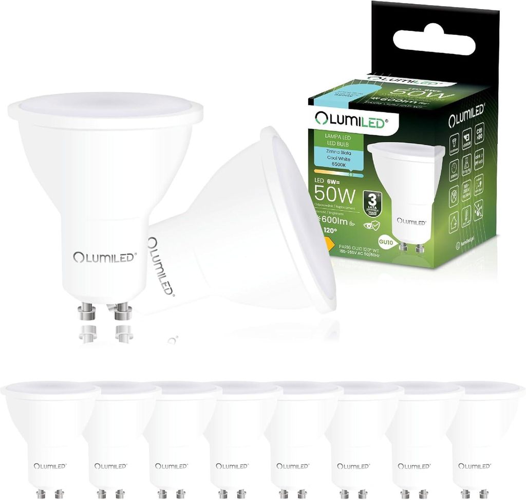 LUMILED GU10 LED Lampe PAR16 6W ersetzt 50W 600lm 6500K Produktbild 