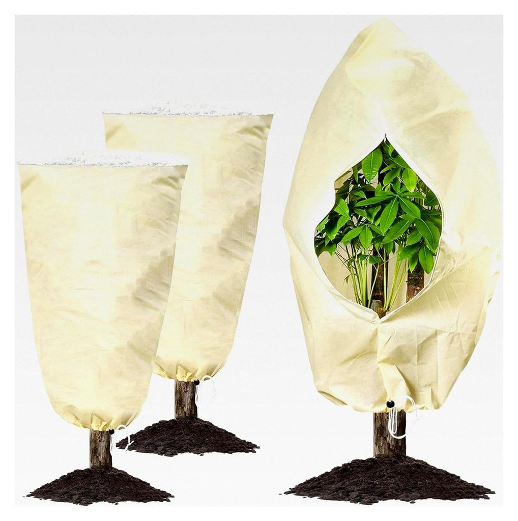 3-teiliges Winterschutzset für Pflanzen, 80 x 120 cm & 120 x 180 cm, wiederverwendbar, Frostschutz für Kübelpflanzen mit Reißverschluss und Kor...