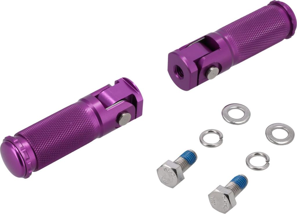Set: CNC Beifahrerfußrasten, Vollaluminium, Violett eloxiert
