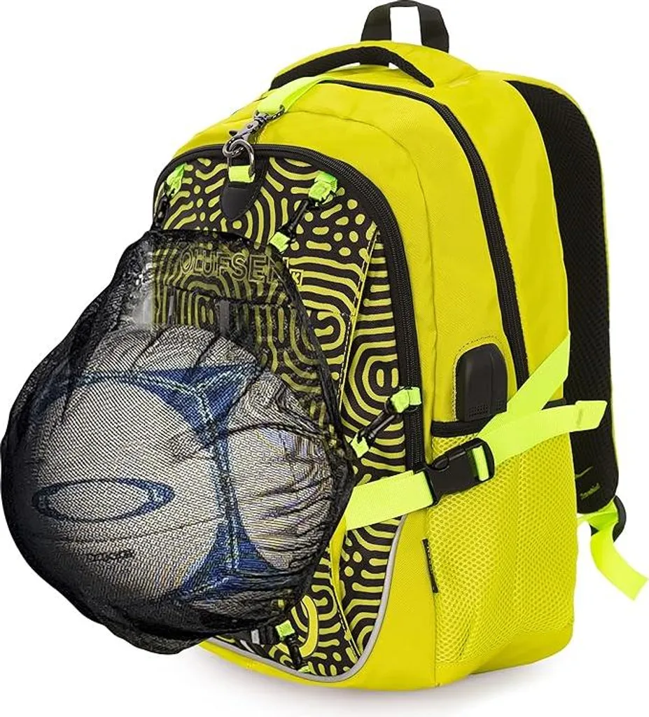 Sac à dos enfant anti-encombrement avec filet casque et USB jaune