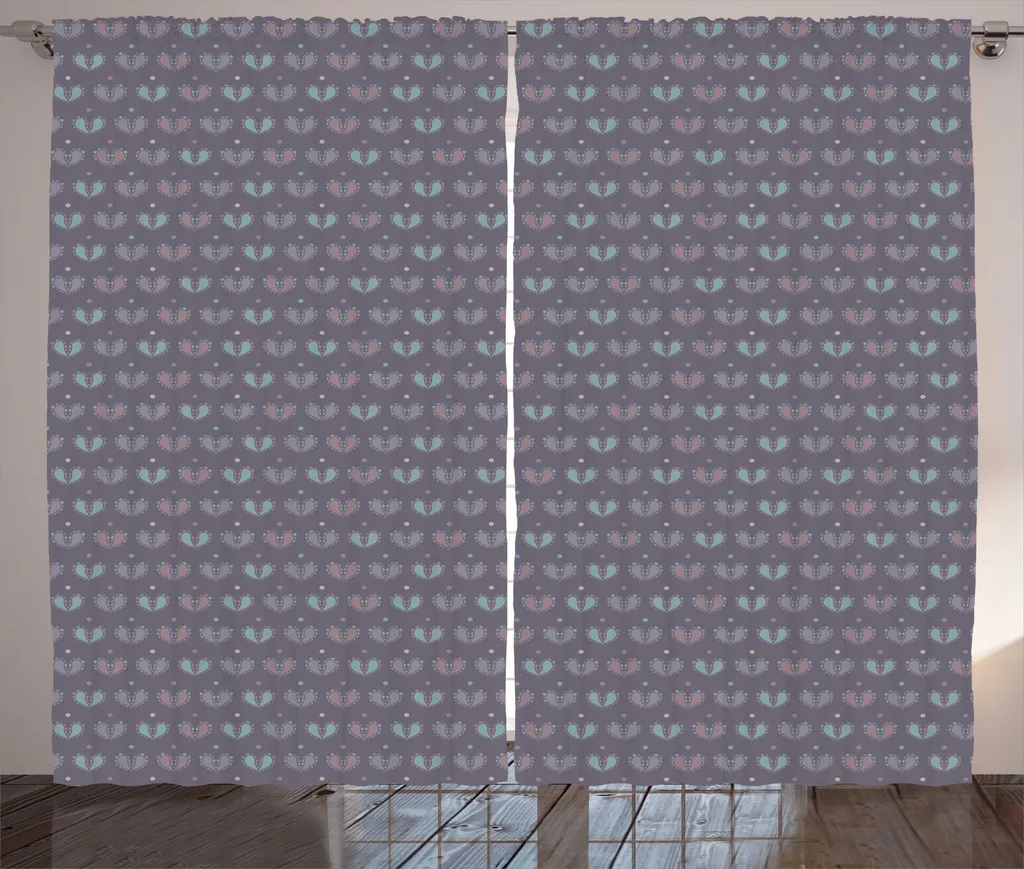 Rideau Prêt à Poser pour Fenêtres Larges Design Cœurs Pastel 280x225
