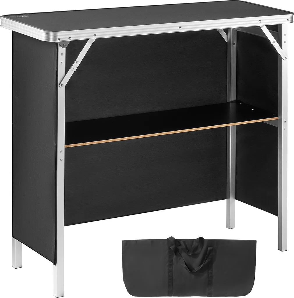 VEVOR Banco espositivo portatile Banco espositivo, 975 x 385 x 870 mm Stand espositivo Stand espositivo, Tavolo promozionale pieghevole Banco promozionale, Reception con ripiano, Borsa di trasporto, Nero