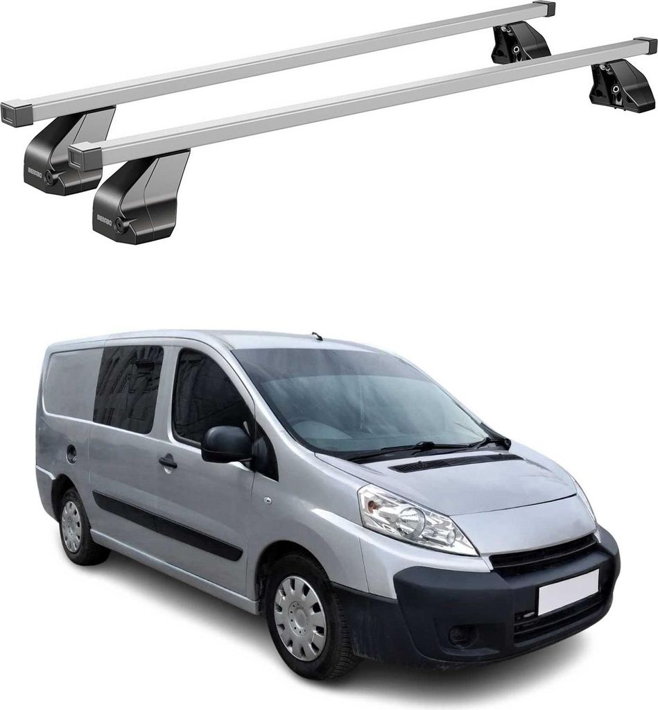 Menabo Dachträger Grundtäger für Peugeot Expert 2007-2016 75kg Stahl Silber 2x