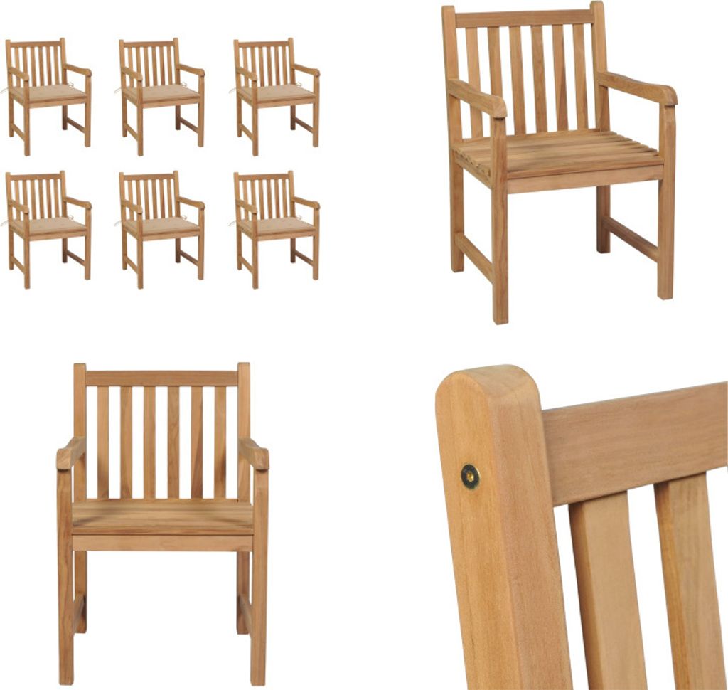 vidaXL Gartenstühle 6 Stk. mit Beigen Kissen Massivholz Teak - Gartenstuhl - Gartenstühle - Gartensessel - Holzstuhl