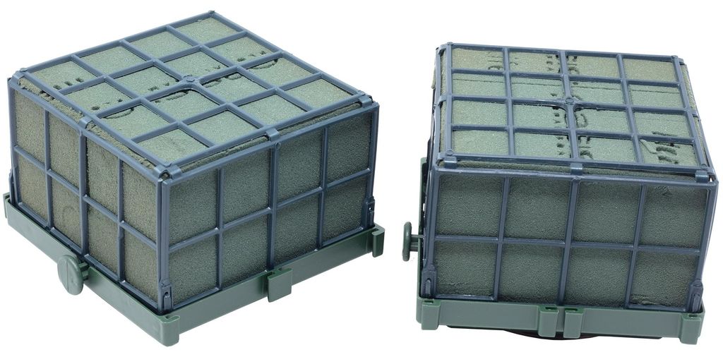 OASIS Steckschaum Auto-Corso 11cm Steckmasse Steckschwamm - 2 Stück - mit Klebeband für 2 Ziegel