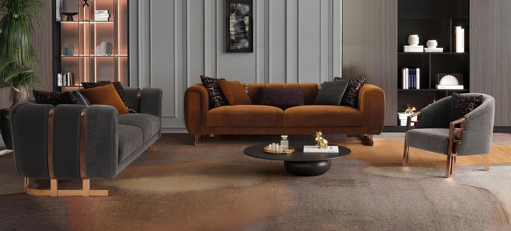 Polstersofa Komplette Couchgarnitur Sofagarnitur Grau Sitzer Stoffsofa sofa