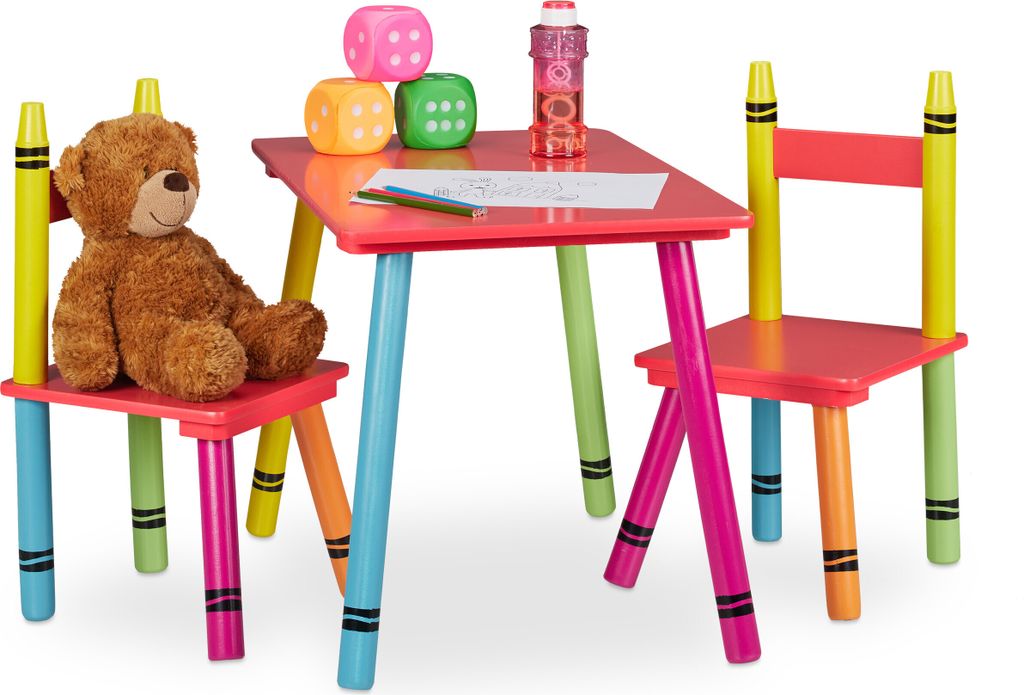 Relaxdays Kindersitzgruppe, Kindertisch mit 2 Stühlen, Produktbild 