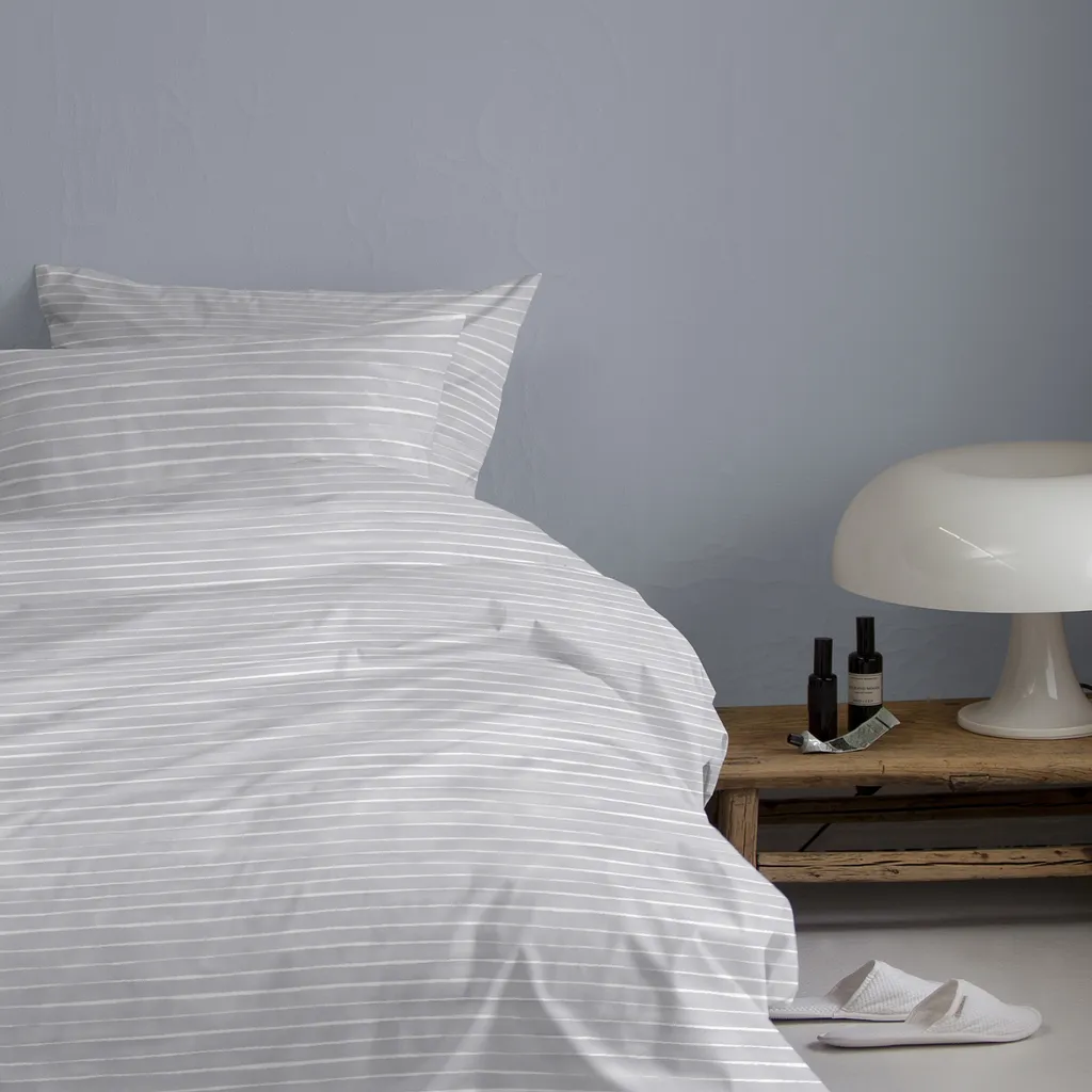 Damai Fjall Set Letto Cotone Naturale Grigio 135x200 Gessato Sostenibile - 2