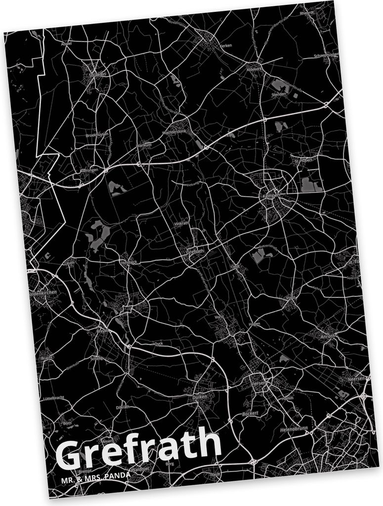 Mr. & Mrs. Panda Grußkarte Grefrath - Geschenk, Postkarten, Kunstkarten, Stadt Dorf Karte Landkarte Map Stadtplan, Fotokarte, Postkarte, Ansichtsk...