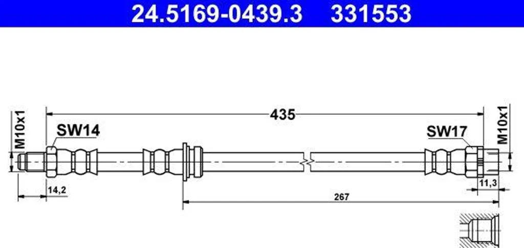 ATE 24.5169-0439.3 Flexible de frein pour BMW X5 X6 OE 34306776293