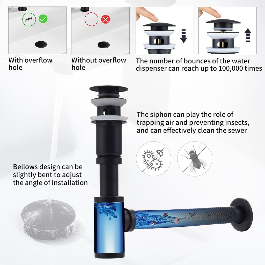 Universal Röhrensiphon Set für Waschbecken Waschtisch Bad Produktbild 2
