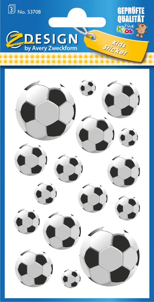 AVERY Zweckform ZDesign KIDS Sticker "Fußball" 3 Blatt à 16 Sticker