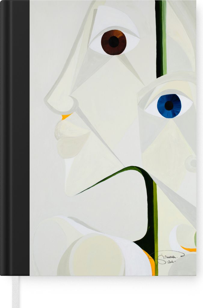 MuchoWow Notizbuch Tagebuch Haushaltsbuch Notebook A5 Gesichter - Augen - Weiß - Abstrakt - Notizblock - Notizheft - Notebook - Schreibblock - P...