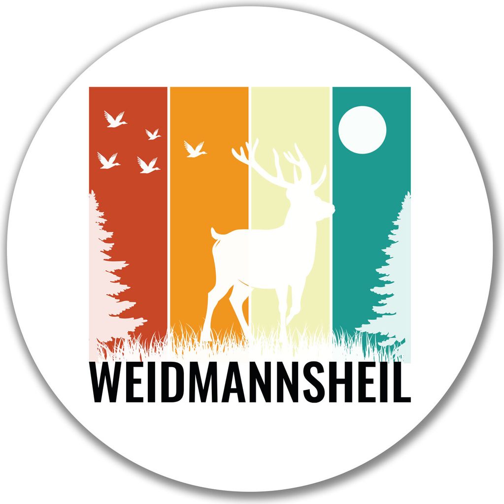 Huuraa Aufkleber Weidmannsheil Hirsch Wald 10cm rund Sticker Geschenkidee