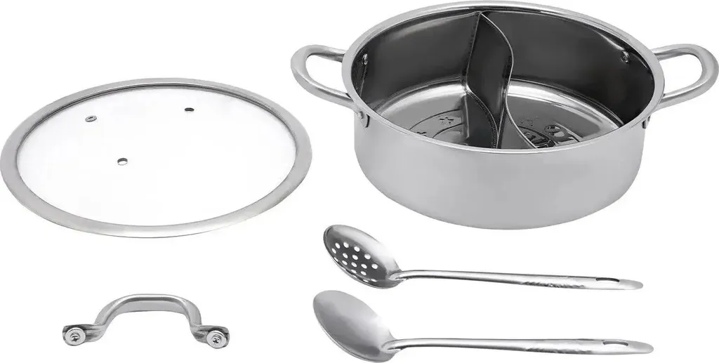 Pentola Zuppa 28cm Acciaio 304 - Base Induzione con Coperchio Vetro - 2