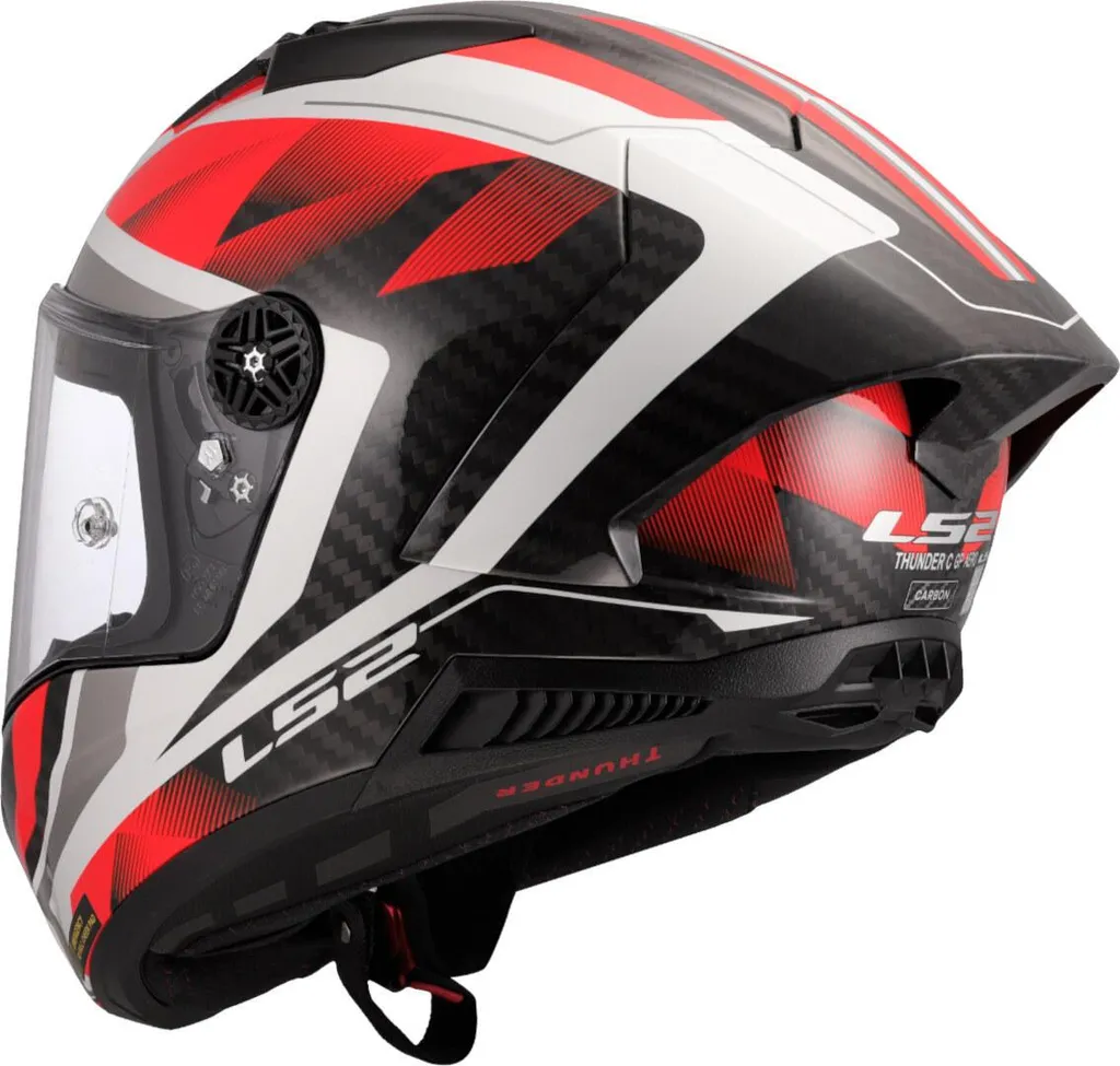 Casque intégral racing LS2 FF805 Thunder GP Carbone blanc et rouge
