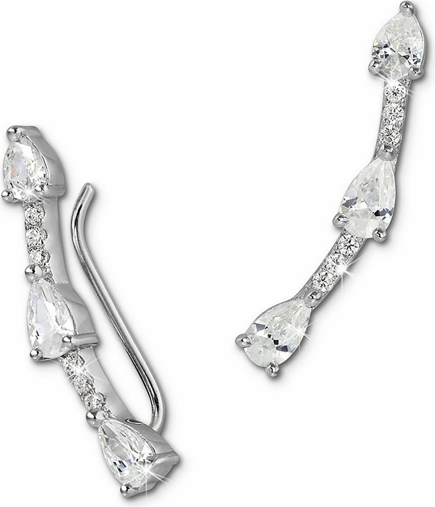SilberDream weiß Ohrringe Ear Cuff Drops Zirkonia 925 Silber Ohrklemmen GSO459W