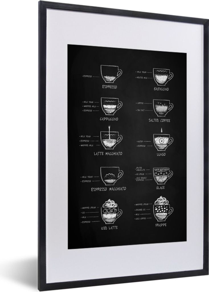 MuchoWow® Gerahmtes Poster Kaffee - Küche - Milch 40x60 cm Produktbild 