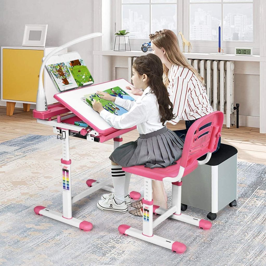 GOPLUS Kinderschreibtisch mit stuhl Höhenverstellbar, Produktbild 2