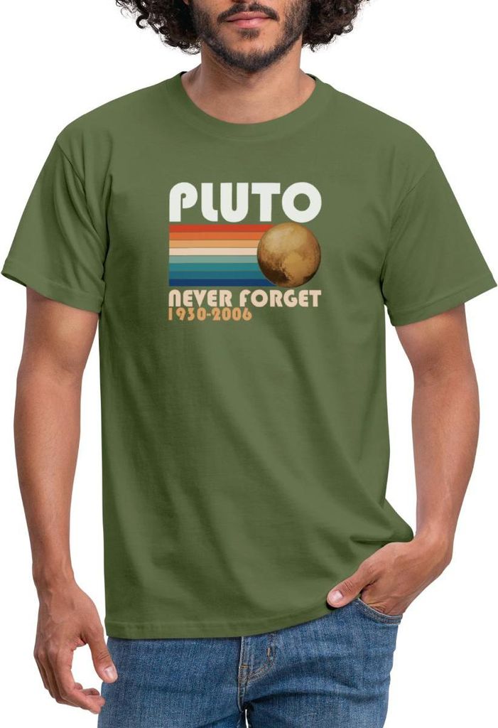 Spreadshirt Pluto Never Forget 1930 - 2006 Planet Männer T-Shirt, XXL, Militärgrün