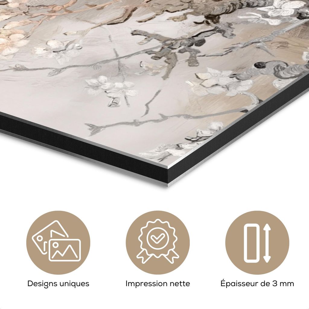 MuchoWow Wanddekoration Metall Metallbild Wandkunst 120x60 cm Mandelblüte - Kunst - Van Gogh - Beige - Abstrakt MuchoWow Aluminium Gemälde - Meta...