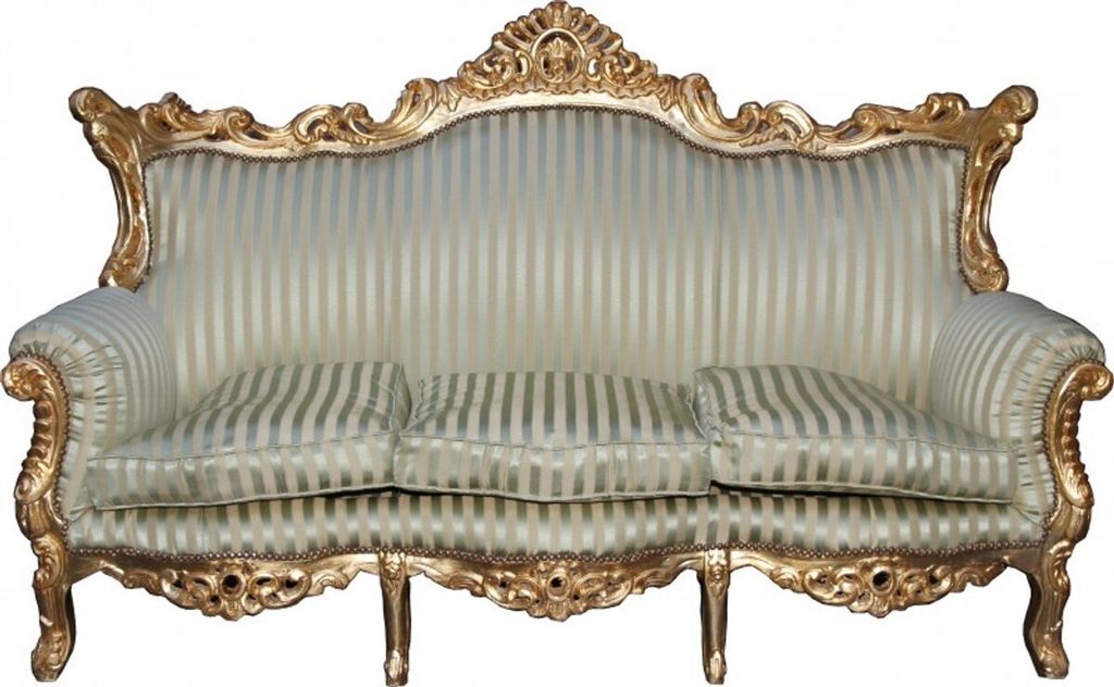 Casa Padrino Barock 3er Sofa Master Jadegrün/Beige / Gold Mod3 - Wohnzimmer Couch Möbel Lounge