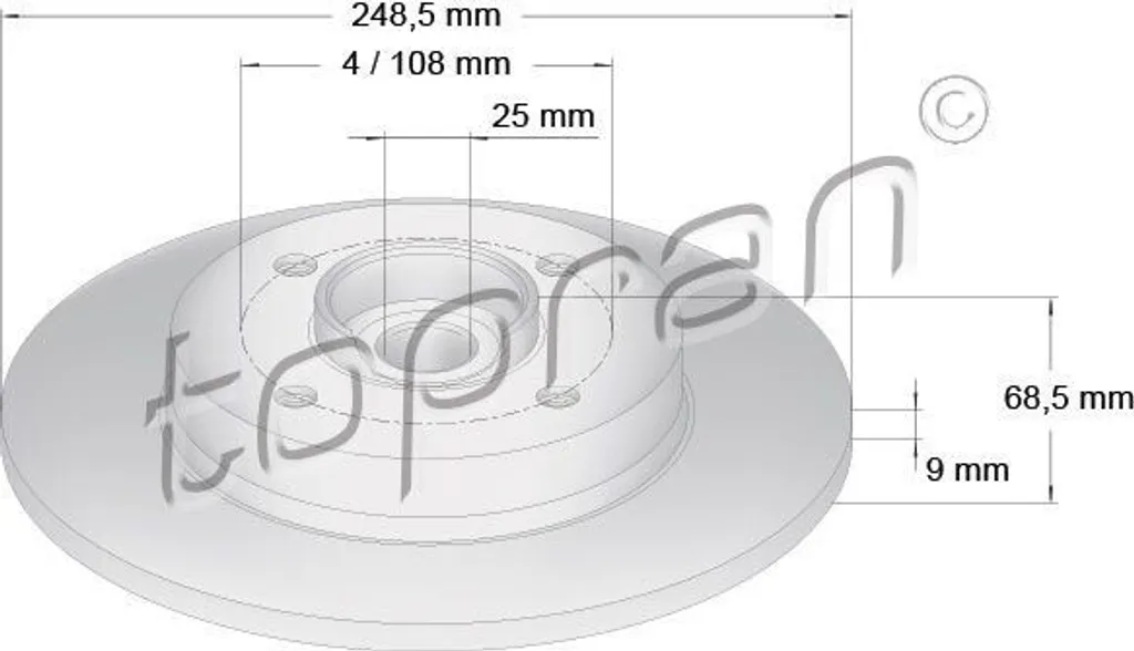 Disque de frein arrière pour Citroën C4 et Peugeot 307 SW CC Berline