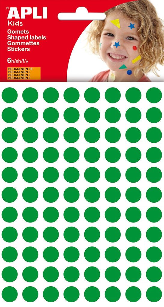 APLI Kids 13233 Gummibeutel, rund, 10 mm, Grün, 6 Blatt