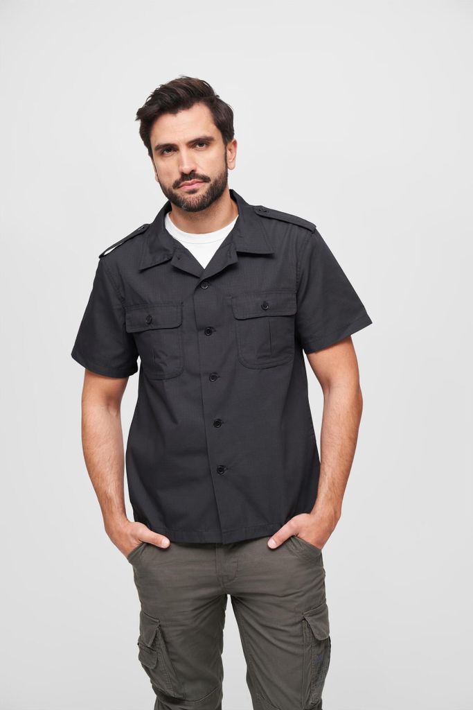 Brandit US Ripstop Shirt Short Sleeve black, 5XL Produktbild 