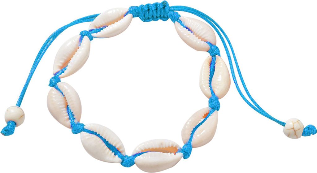 Frauen Hand stricken Shell Charm Armband Perlen Kette Armreif Schmuck Zubehör-Himmelblau