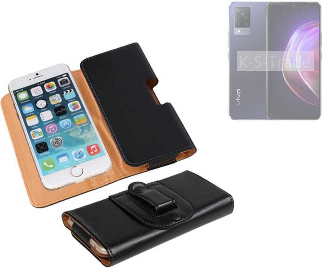 K-S-Trade Schützhülle Handyhülle kompatibel mit Vivo V21 5G Holster Gürtel Tasche Schutzhülle Handy-Tasche Smartphone Case Seitentasche schwarz