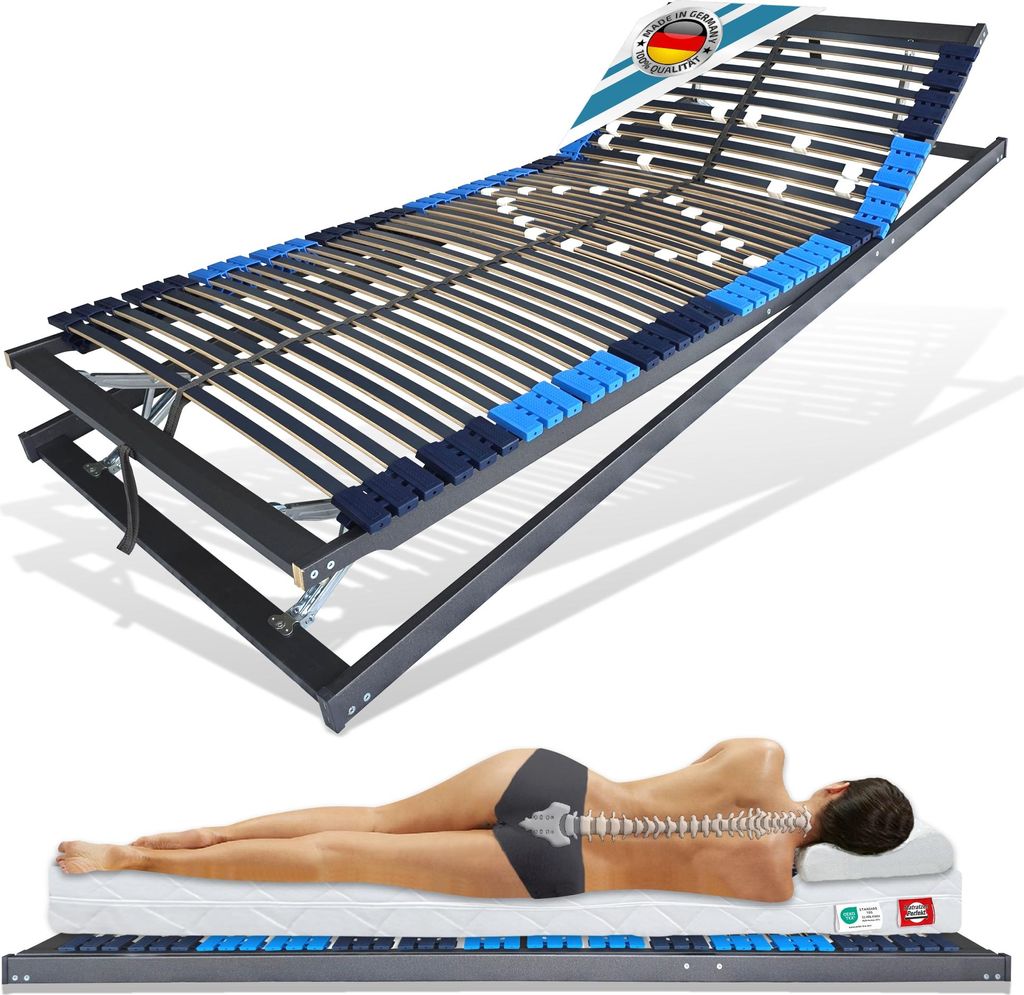 Lattenrost Schulter 100x200 cm 42 Leisten 7,5 Hoch verstellbar Härtegradverstellung Schulter & Rücken