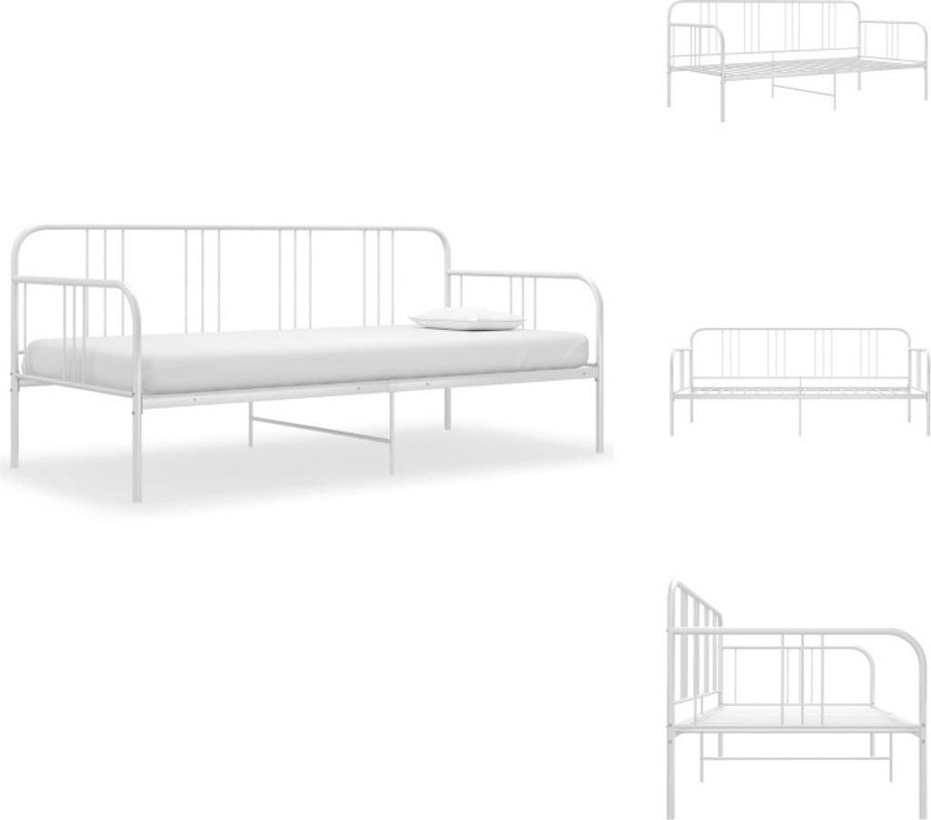 vidaXL Schlafsofa Bettgestell Weiß Metall 90x200 cm - Betten & Bettgestelle