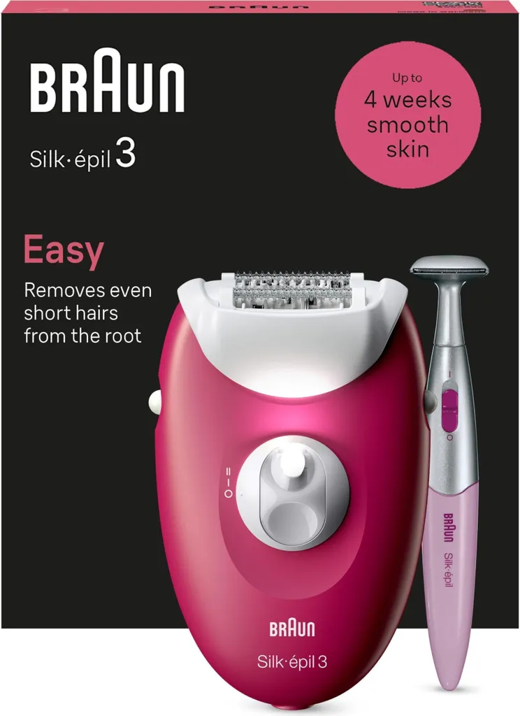Épilateur Braun 3-202 fuchsia avec rouleaux de massage et Smartlight