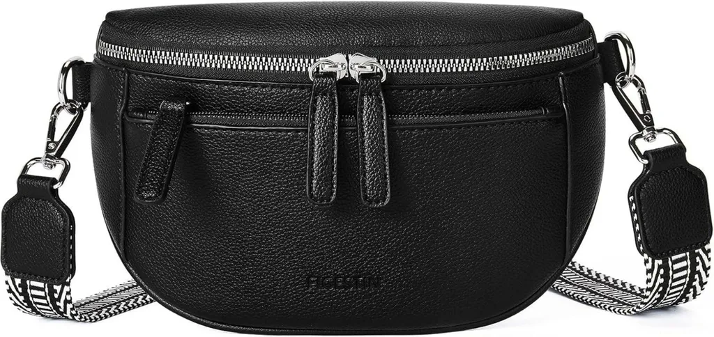 Marsupio FIGESTIN Nero Donna: Borsa Crossbody Finta Pelle Comoda