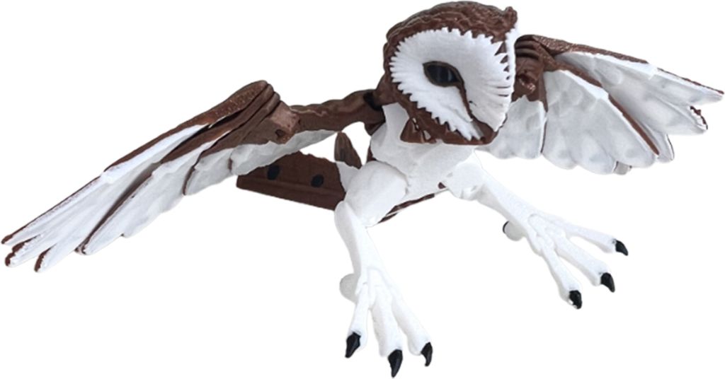 3D-gedrucktes Eulenornament, bewegliche Schleiereulenfigur, Schreibtisch-Eule, stressabbauendes Spielzeug mit flexiblen Flügeln und Körper, Gesch...
