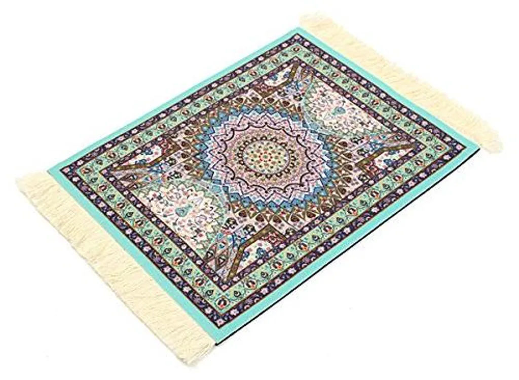 Tapis de souris bleu clair 28x18 cm style persan bohème pour ordinateur