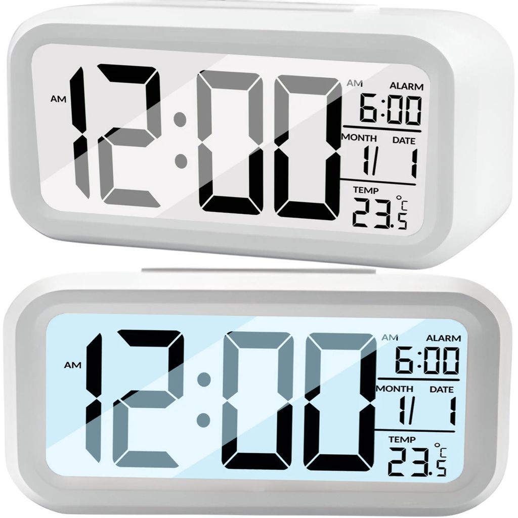 Digitaler Wecker LED Digital Digitaluhr Wanduhr Datum Temperatur 12h 24h USB 3D Alarm Clock Schlafzimmer Büro Dimmbar Zeit Uhr Weiss Retoo