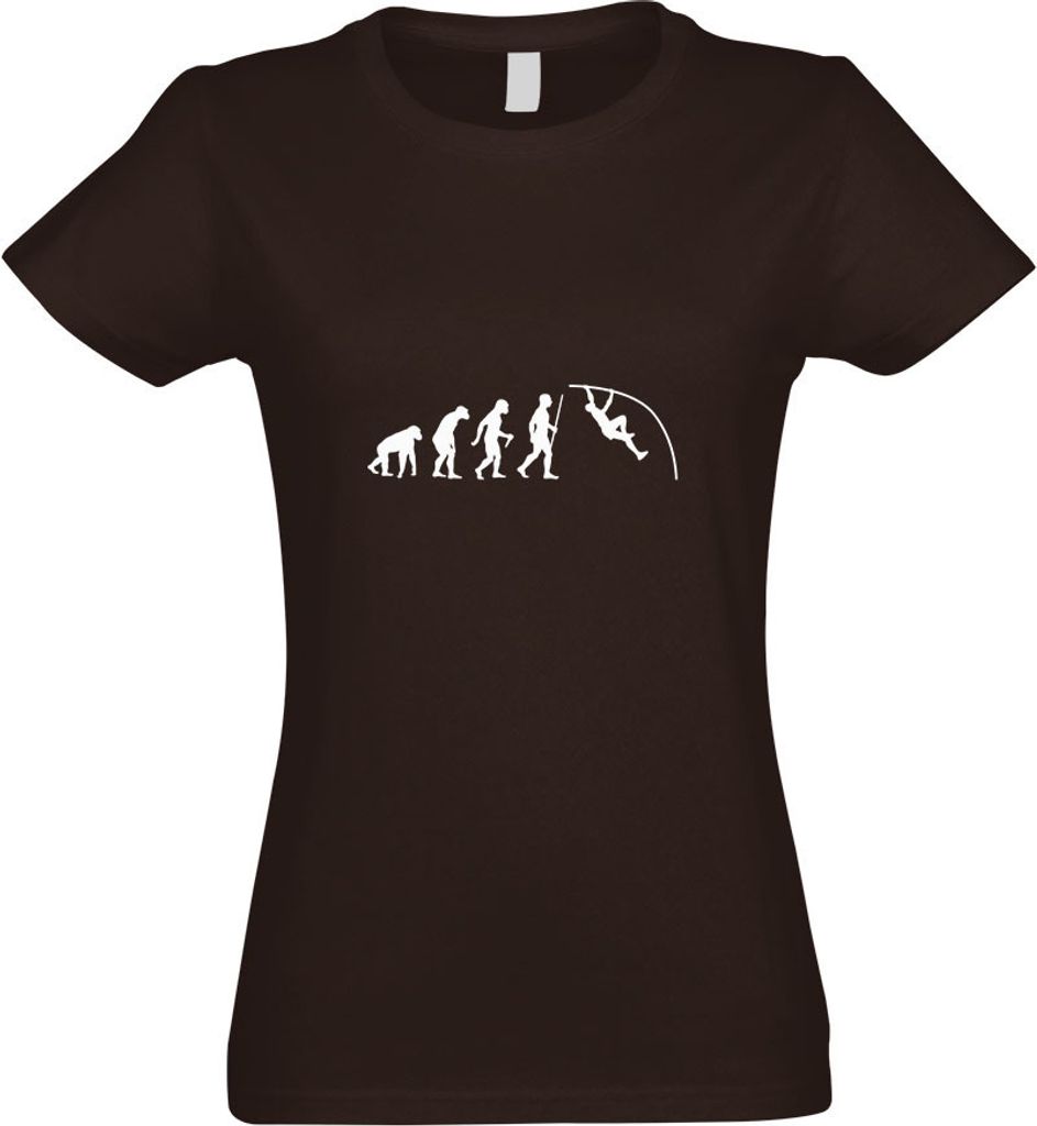 Kiwistar - T-Shirt tailliert - Damen - Chocolate - Stabhochsprung Evolution - mit Motiv Bedruckt - Funshirt Design - Sport - Freizeit - Damen - XXL
